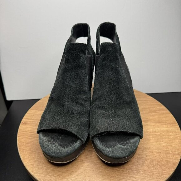 Eileen Fisher  open toe Womens Black Leather Block Heel Slingback Size 9 - Picture 10 of 10